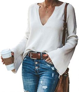 White Bell-Sleeve Sweater | Casual Boudoir Outfit